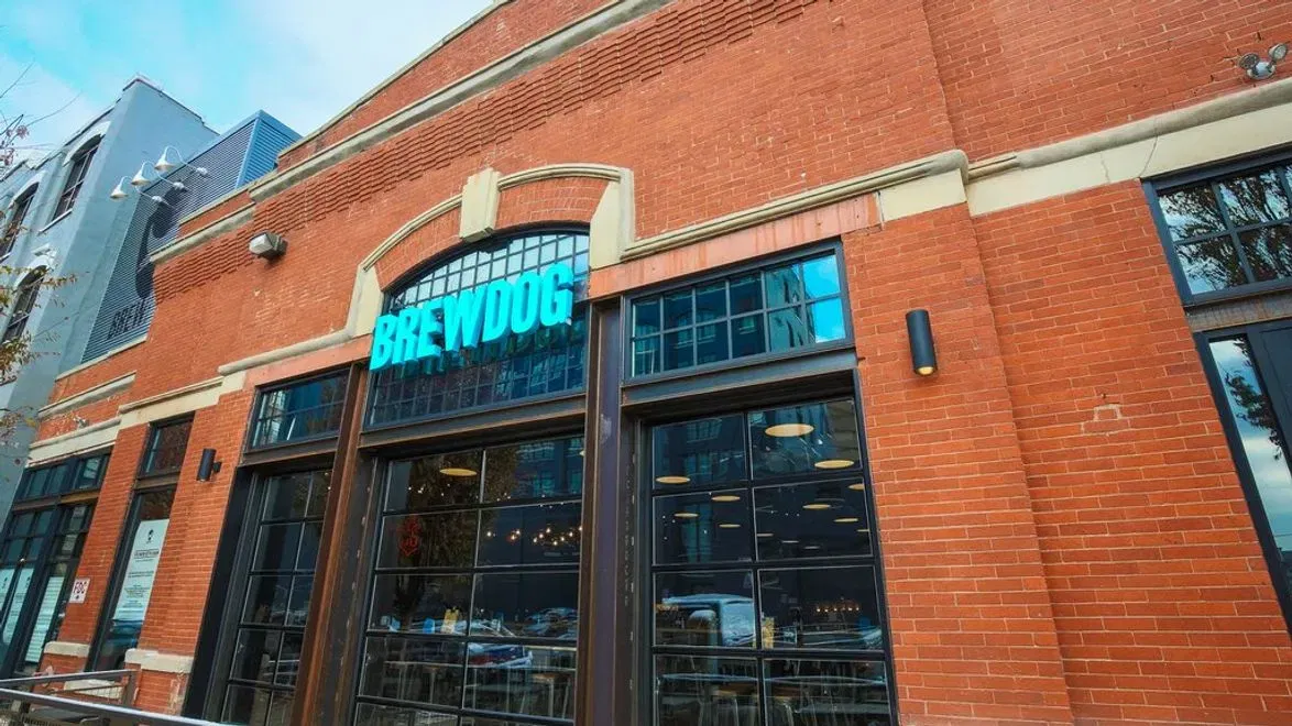 Facade of the building formerly occupied by BrewDog taproom and restaurant in Cincinnati, Ohio.